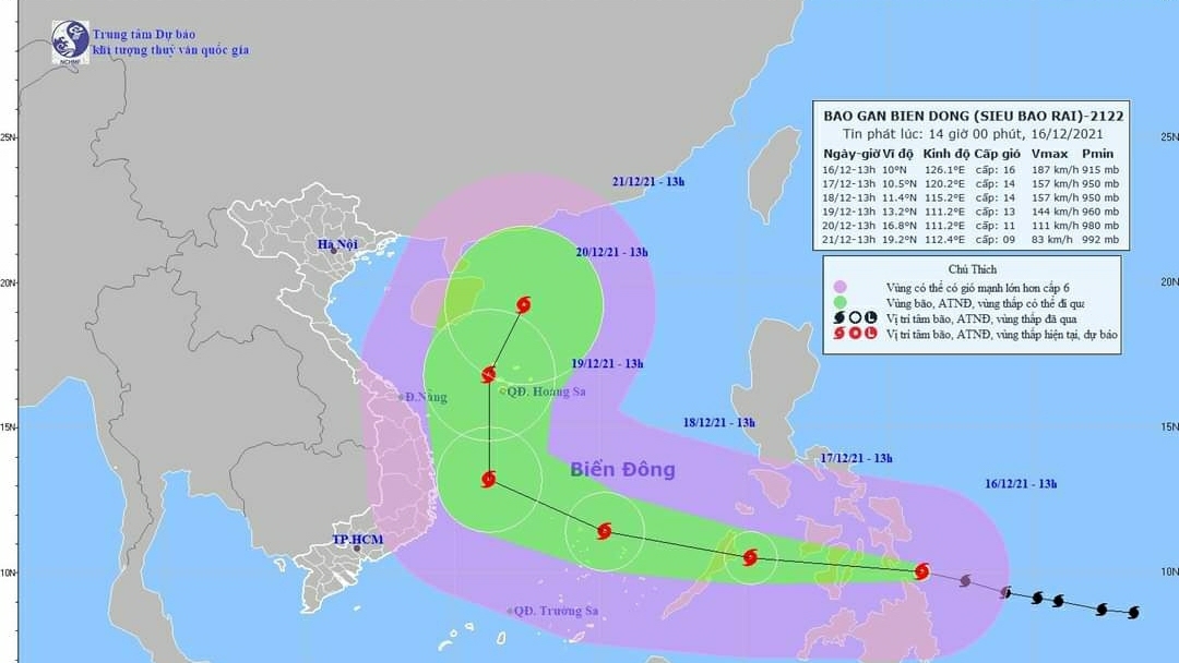 Chủ động triển khai các biện pháp ứng phó với bão RAI đang hướng vào Biển Đông và khả năng trở thành cơn bão số 9.